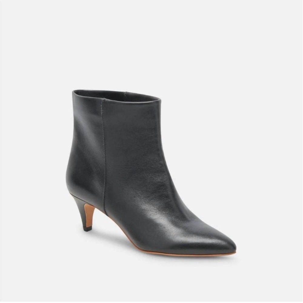 Dolce Vita Black Leather Pointed Toe Ankle Boots‎ Kitten Heel Made in Brazil 6.5